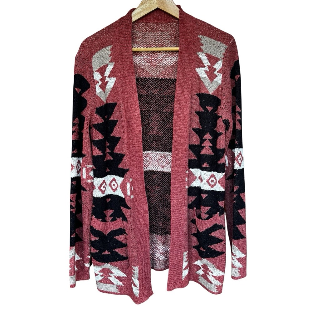 Women's Aztec Southwestern Cardigan Sweater Open Front Size Small Boho Western
